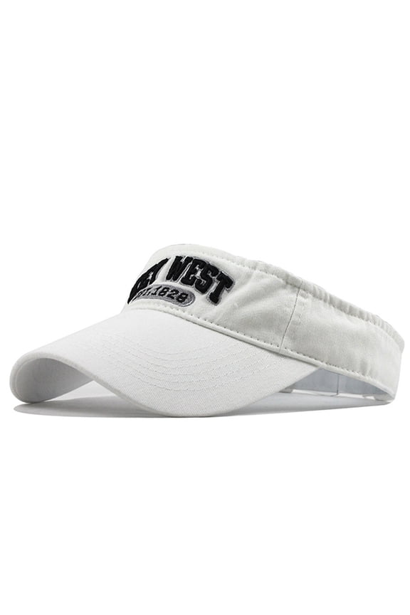 White Running Visor Womens Sun Hats with Uv Protection Cotton Large Uv Protective Golf Beach Cap One Size