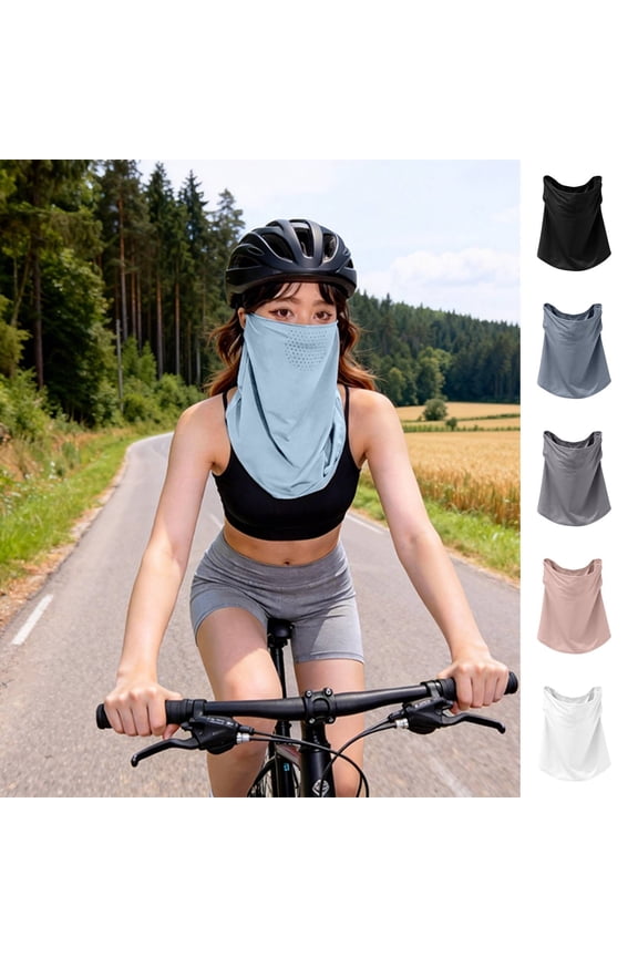 White UV Sun Protection Half Face Mask Polyester ice silk Summer Cooling Breathable Face Mask Neck Gaiter for Outdoor Sports One Size