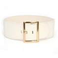 thumbnail image 1 of Only Moment White Women's Leather Belts Pu for Jeans Dresses Fashion Gold Buckle Ladies Belt 75X1X7.5, 1 of 3
