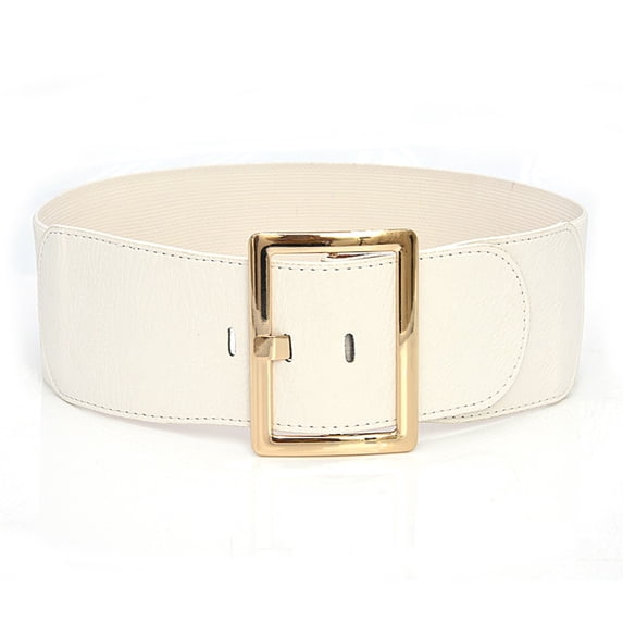 Only Moment White Women's Leather Belts Pu for Jeans Dresses Fashion Gold Buckle Ladies Belt 75X1X7.5