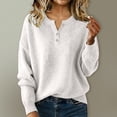 thumbnail image 1 of Only Moment White Womens Fall Sweaters Crew Neck Button Up Fall Outfits Trendy 2026 Long Sleeve Shirts Bussiness Casual Knit Pullover Sweater Tops XL, 1 of 4