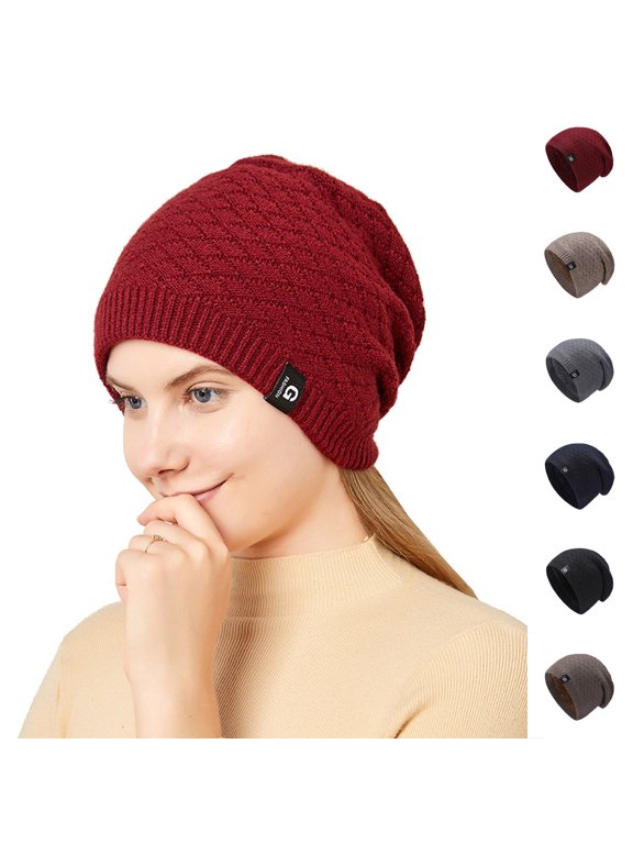 Winter Beanie Daily Hat Black Polyester Warm Double Knit Cuff Beanie Cap One Size