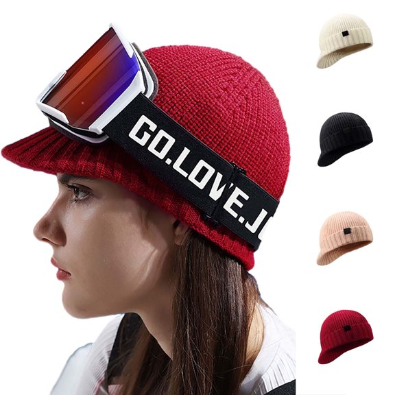 Only Moment Winter Beanie Hat for Men Women Pink Beanie Hat with Brim Knitting Cotton Beanies Hat for Women Winter Warm Knit Hats A