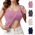 thumbnail image 1 of Only Moment Women Built-In Bra Tank Tops Crew Neck Sleeveless Casual Shirts Racerback Ribbed Fitted Tank Tops Dark Purple,L, 1 of 7