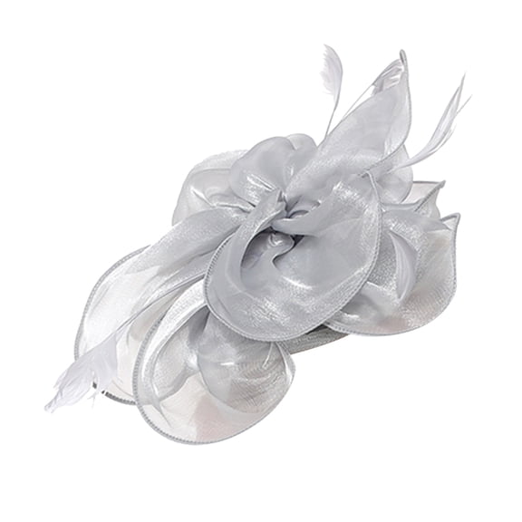 Only Moment Women'S Pillbox Fascinator Hat Polyester Tea Party Hats for Women Fascinator Church Hat with Clip for Cocktail Wedding Grey,One Size