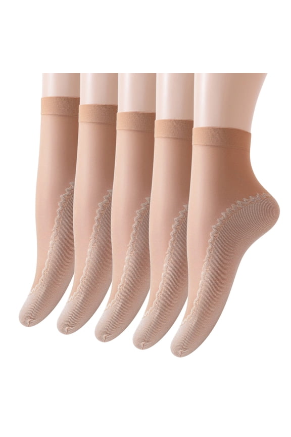 Women Socks 5 Pairs Women's Solid Patterned Cotton Bottom Non Slip Socks Breathable Socks Mid Tube Socks