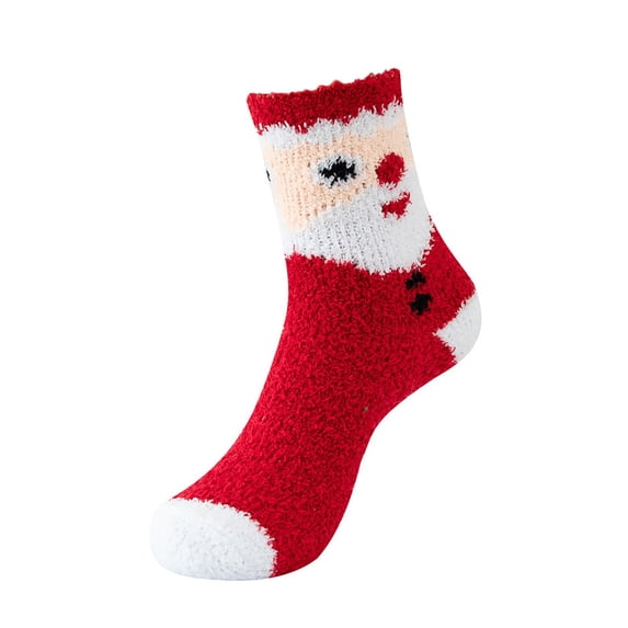 Only Moment Women Socks Lady Senior Plush Sleeping Socks Home Coral Velvet Socks Christmas Socks