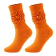 thumbnail image 1 of Only Moment Women Thigh High Socks cotton Scrunch Socks Knit Mid Calf Rib Tube Scrunchy Slouchy Retro Trendy Crew Socks Orange,One Size, 1 of 1