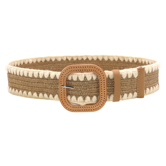Only Moment Women's Belt Women Belt Straw Woven Elastic Stretch Wide Waist Belts For Dresses With Buckle