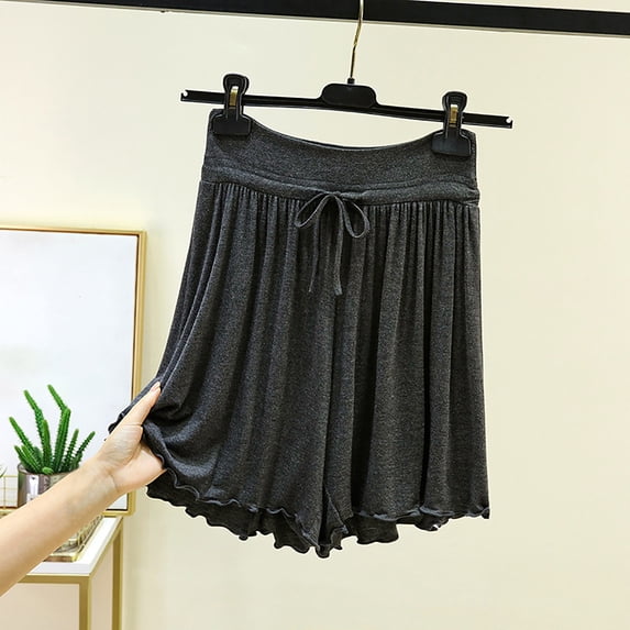Only Moment Women's Drawstring Sweat Shorts Modal High Waisted Elastic Running Shorts with Pockets for Gym Casual Womens Shorts Athletic Grey,5XL