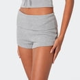 thumbnail image 1 of Only Moment Women's Fold Over Shorts Threadcloth High Rise Stretchy Yoga Rollover Shorts Slim Fit Cute Lounge Shorts Micro Bottoms Grey,S, 1 of 5