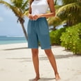 thumbnail image 1 of Only Moment Women's Knee Length Shorts Linen Summer Casual Wide Leg Loose High Waist Drawstring Dressy Shorts 2026 Beach Vacation Clothes Blue,M, 1 of 9