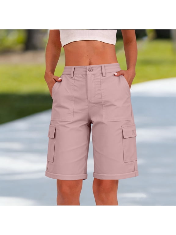 Women's Summer Shorts Cool Silk Cotton Linen Shorts Elastic Waist Comfy Soft Lounge Shorts Maternity Shorts Pink,M