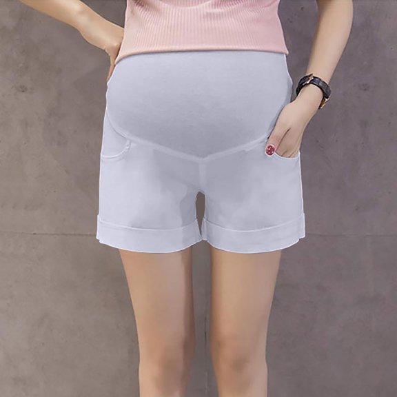 Only Moment Women's Summer Shorts Wash Cotton High Waist Maternity Shorts Summer Workout Casual Lounge Shorts Wowomen's Shorts Grey,M