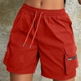 thumbnail image 1 of Only Moment Women's Summer Sweat Shorts Polyester,Spandex Comfy Stretch Lace Trim Summer Beach Linen Ruffle Shorts High Waisted Shorts Wowomen Red,XL, 1 of 4