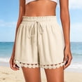 thumbnail image 1 of Only Moment Women's Summer Sweat Shorts Polyester Wide Leg Summer Casual Shorts with Pockets Hiking Shorts Wowomen Beige,M, 1 of 6