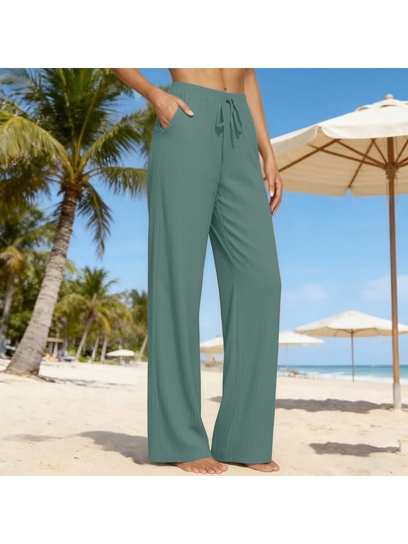 Women's Wide Leg Pants Stretchy Work Dress Pants Women Trendy 2026 Business Casual Outfits Comfort Fit Slacks Trousers Blackish Green,2XL