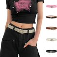 thumbnail image 1 of Only Moment Womens Belts Star Buckle Aluminum Alloy Retro Elastic Skinny Belt for Ladies Black,One Size, 1 of 5