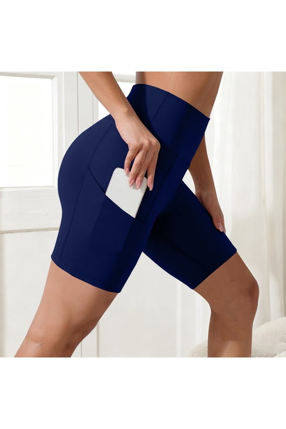 Womens Drawstring Shorts Blended Fabric Ankle Pants Athletic Sweatpants Dress Business Slacks with 4 Pockets Yoga Shorts Navy,L