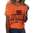 thumbnail image 1 of Only Moment Womens Festival Shirts Crew Neck Short Sleeve Vintage American Flag Short Sleeve Patriotic Independence Day Tops Orange,2XL, 1 of 6