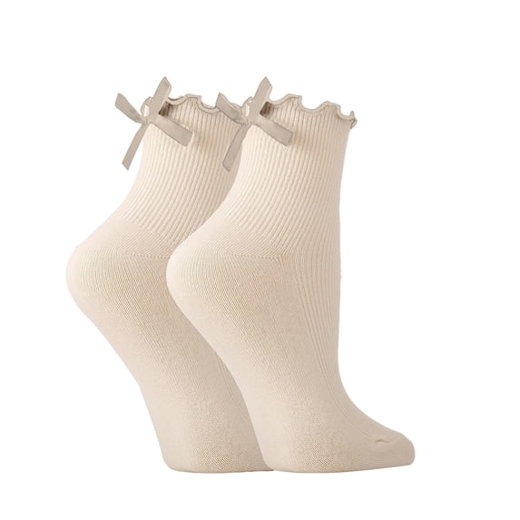 Only Moment Womens Novelty Striped Crew Socks cotton Boot Socks for Women Beige,One Size