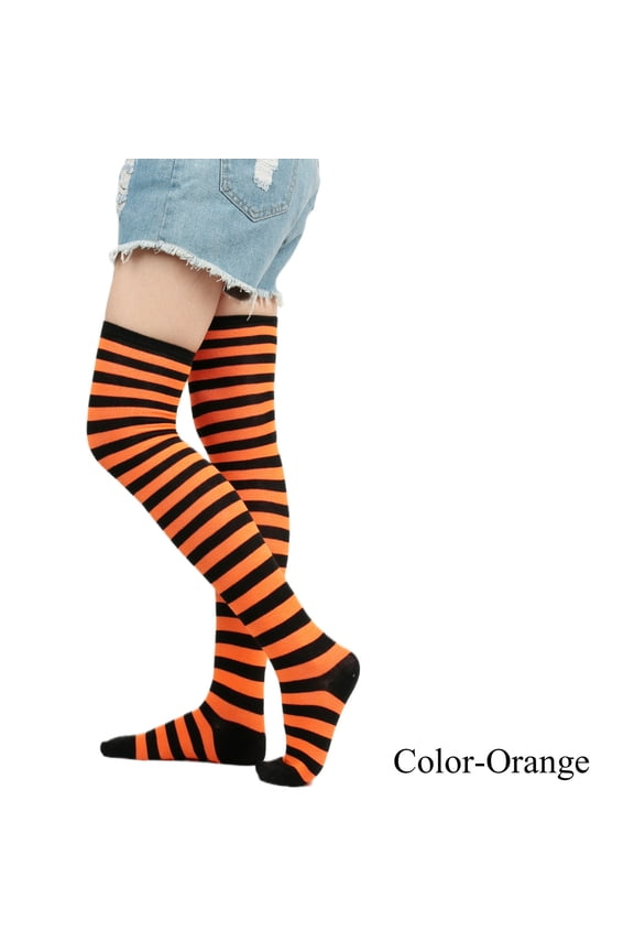 Womens Slouch Socks Polyester Knee-High Warm Stocking Women Boot Sock Leg Warmer High Socks for Daily Wear, Cosplay Orange,One Size