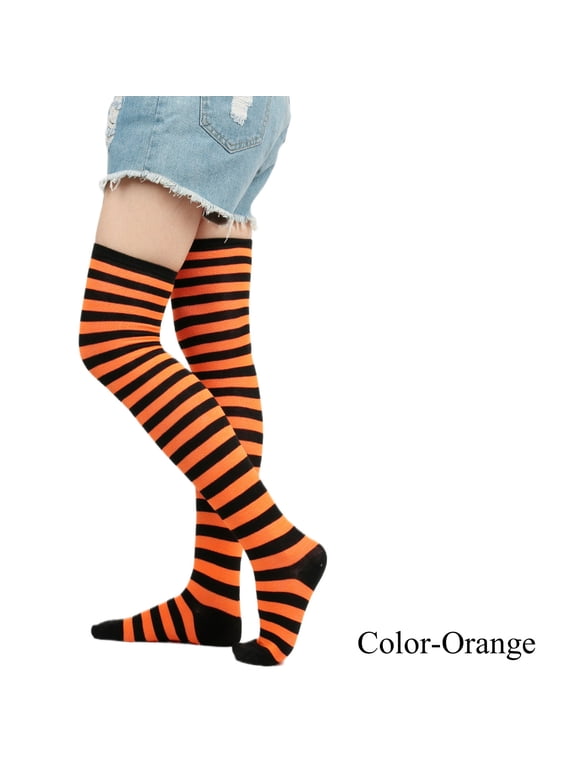 Womens Slouch Socks Polyester Knee-High Warm Stocking Women Boot Sock Leg Warmer High Socks for Daily Wear, Cosplay Orange,One Size