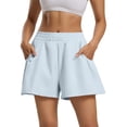 thumbnail image 1 of Only Moment Womens Sweat Shorts Polyester,Spandex Stretch Ankle Sweatpants for Golf, Athletic, Lounge, Travel, Work Yoga Shorts Light Blue,2XL, 1 of 5