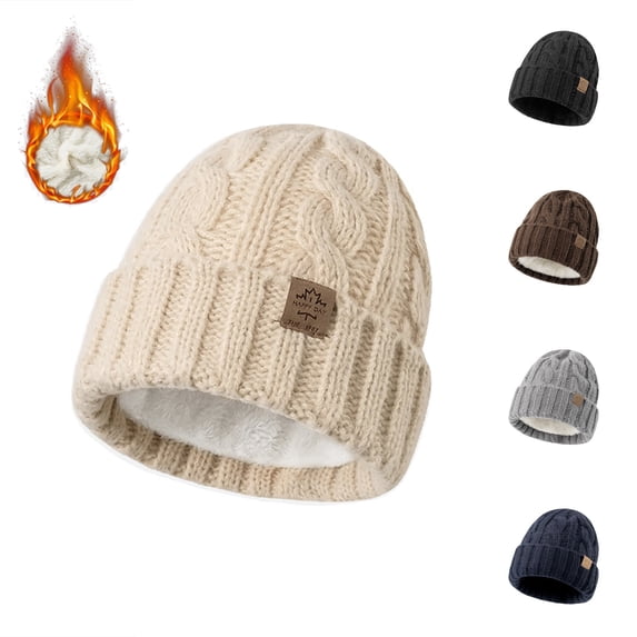 Only Moment Womens Winter Beanie Hat Navy knit Thick Fleece Lined Knit Winter Hat for Men & Women Warm Watch Cap for Cold Weather One Size