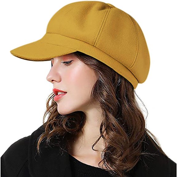 Only Moment Yellow Artistic Beret Men's Flat Cap Irish Hats Polyester Vintage Adjustable Washed Distressed Denim Baseball Hat M