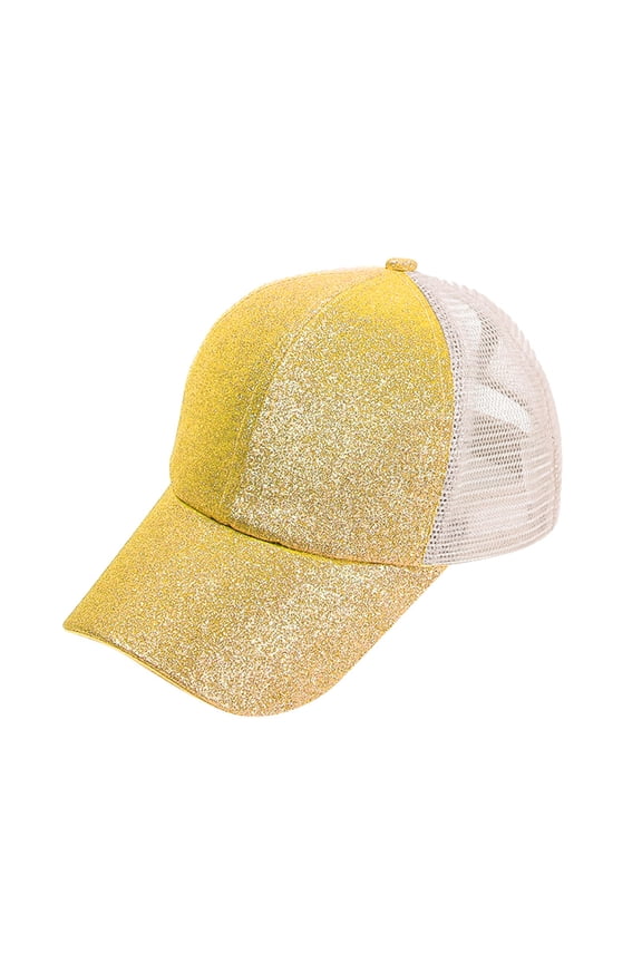 Yellow Mesh Back Hat Structured Mesh Baseball Cap Polyester,Cotton Adjustable Washer Friendly Sport Hats for Golf Running One Size