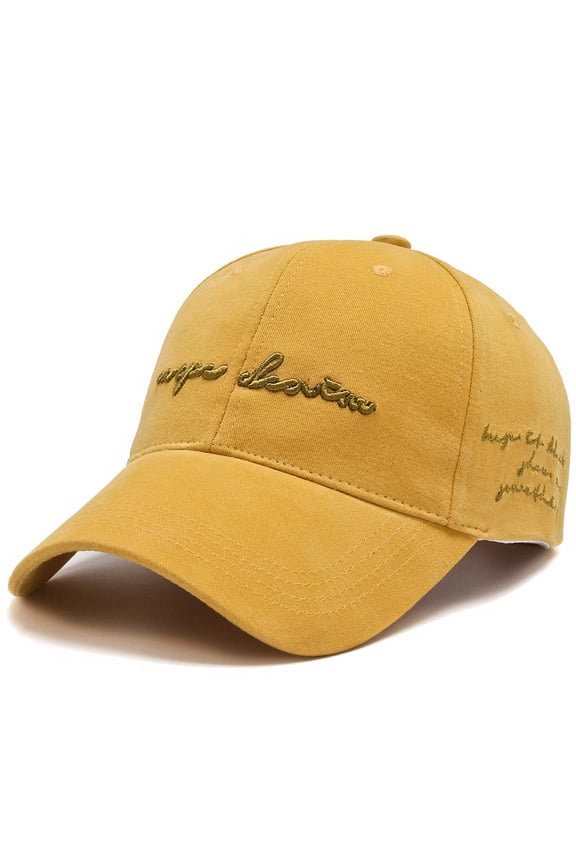 Yellow Structured Mesh Baseball Cap Polyester Adjustable Low Profile Unisex Ball Cap, Vintage Hat for Daily Use One Size