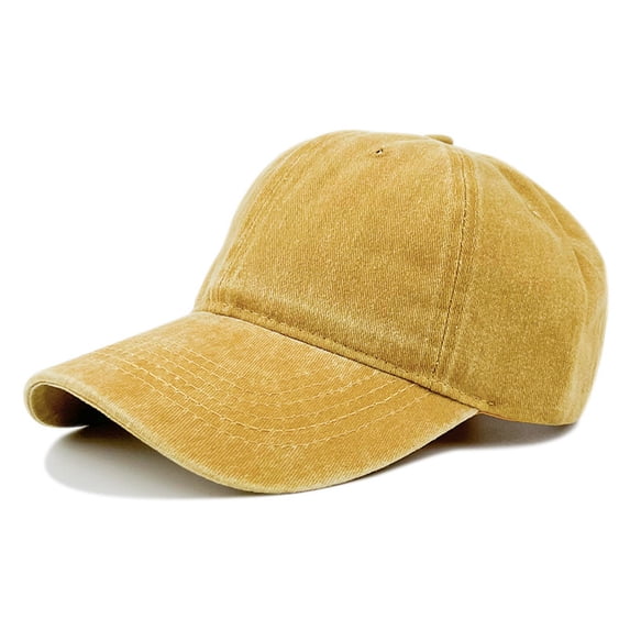 Only Moment Yellow Vintage Washed Baseball Cap Cotton Classic Unisex Cotton Adjustable Low Crown Baseball Cap – Plain Dad Hat M