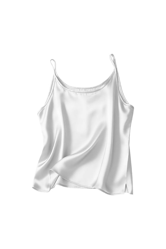 off White Tank Tops for Women Satin Loose Fit Sleeveless Crew Neck Camisole Tops S