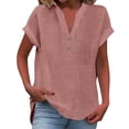 thumbnail image 1 of Only MomentT-shirt Ladies' Fashion Casual V Neck Button Short Sleeve T Shirt, 1 of 8