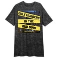 thumbnail image 1 of Only Murders In The Building Podcast Logo Art Crew Neck Long Sleeve Charcoal Heather Women's Night Shirt-Large, 1 of 3