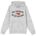 thumbnail image 1 of Only Murders In The Building Word Logo Long Sleeve Athletic Heather Hooded Sweatshirt-Small, 1 of 7
