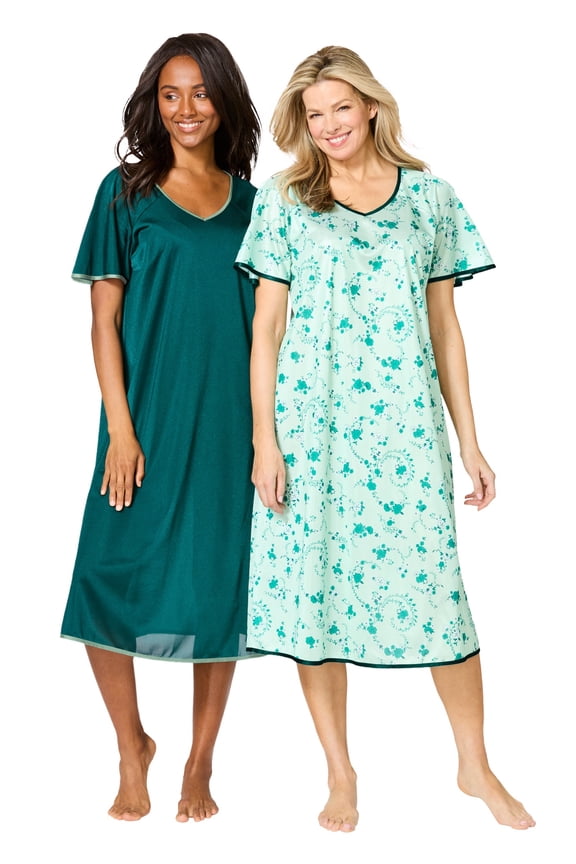 Plus Size 2-Pack Short Silky Gown