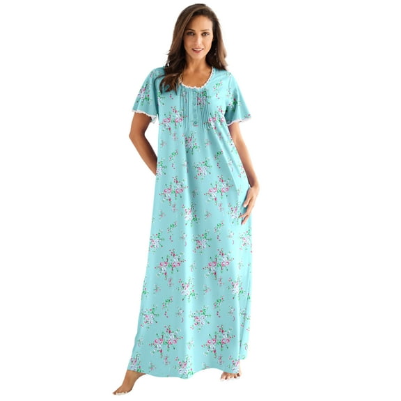 Only Necessities Plus Size Long Pintuck Knit Gown