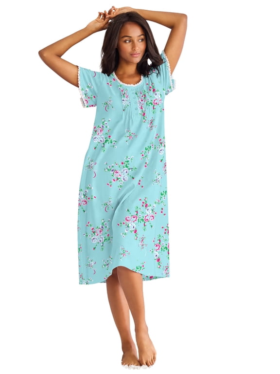 Plus Size Short Pintuck Knit Gown