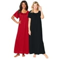 thumbnail image 1 of Only Necessities Plus Size 2-Pack Long Silky Gown, 1 of 6