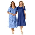 thumbnail image 1 of Only Necessities Plus Size 2-Pack Short Silky Gown, 1 of 6