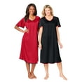 thumbnail image 1 of Only Necessities Plus Size 2-Pack Short Silky Gown, 1 of 6