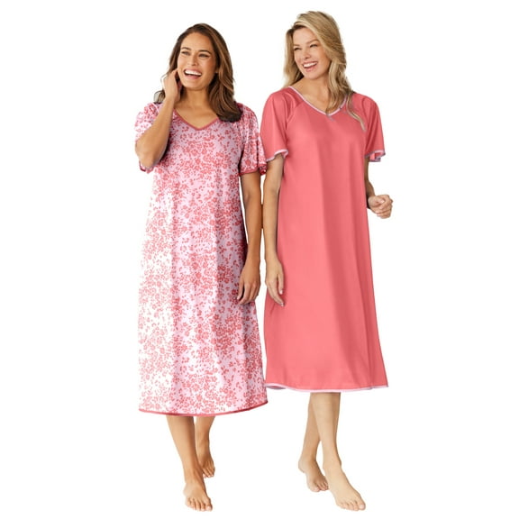 Only Necessities Plus Size 2-Pack Short Silky Gown
