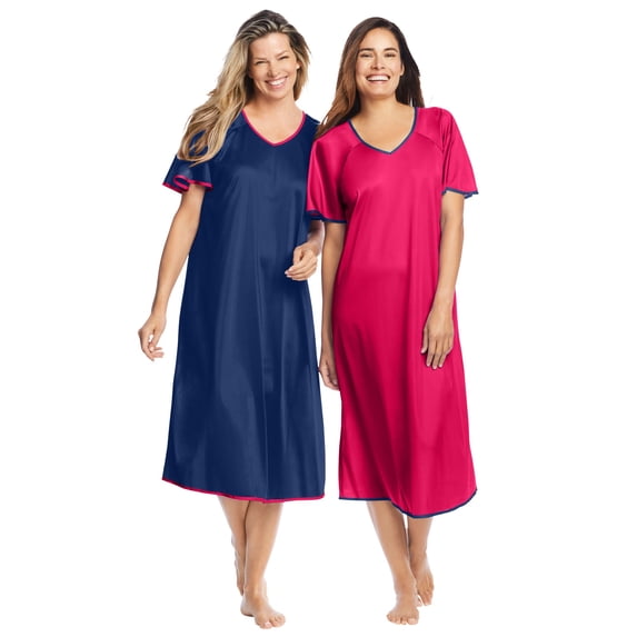 Only Necessities Plus Size 2-Pack Short Silky Gown
