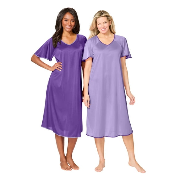 Only Necessities Plus Size 2-Pack Short Silky Gown