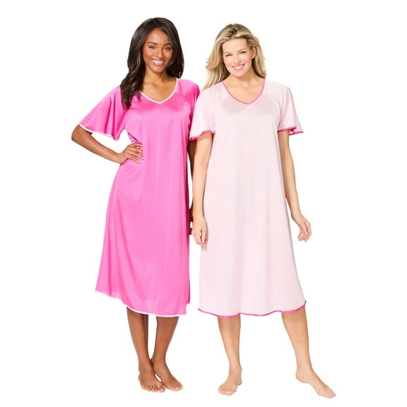 Only Necessities Plus Size 2-Pack Short Silky Gown
