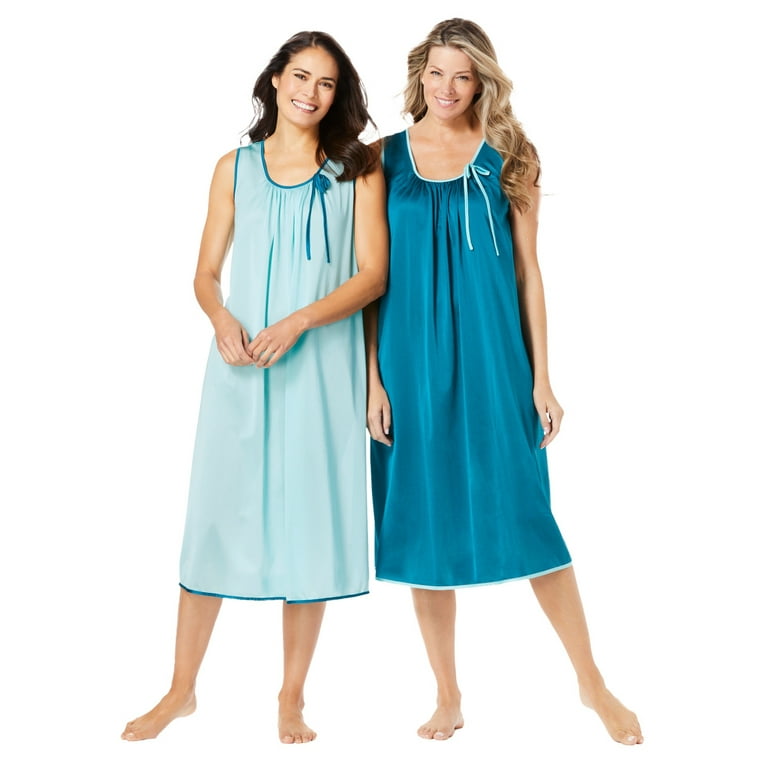 Only Necessities Women s Plus Size 2 Pack Sleeveless Nightgown Walmart