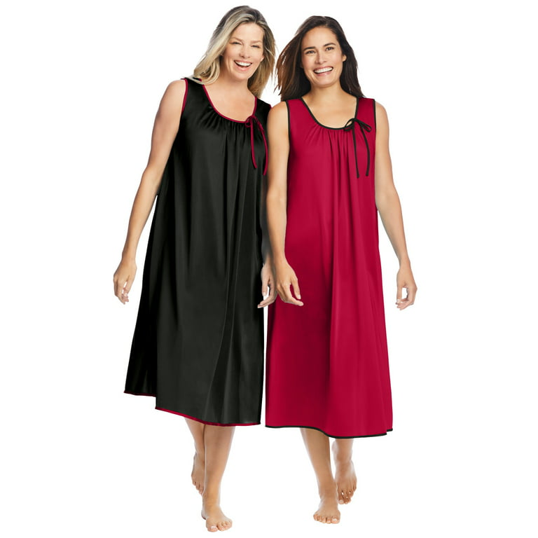 Only Necessities Women's Plus Size 2-Pack Sleeveless Nightgown Nightgown