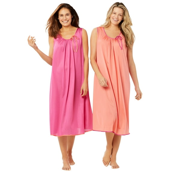 Only Necessities Women's Plus Size 2-Pack Sleeveless Nightgown Nightgown